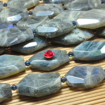 YesBeads Natural Labradorite faceted nugget chunk beads wholesale gemstone jewelry making 15"
