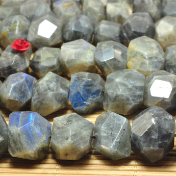 YesBeads Natural Labradorite faceted nugget chunk beads wholesale gemstone jewelry making 15.5"