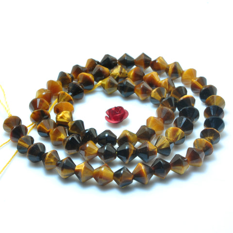 YesBeads Natural Yellow Tiger Eye faceted disc rondelle beads gemstone wholesale jewelry making 15"