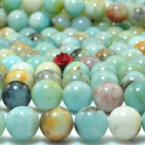 YesBeads Natural Amazonite smooth round loose beads wholesale gemstone 4mm-12mm 15"