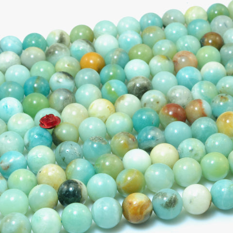 YesBeads Natural Amazonite smooth round loose beads wholesale gemstone 4mm-12mm 15"