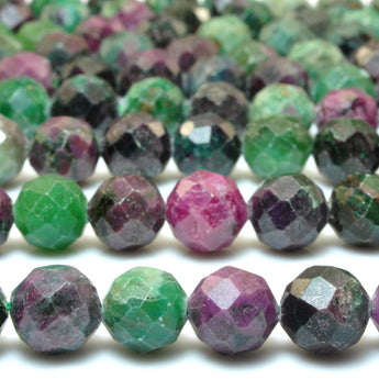 YesBeads Natural Ruby Zoisite faceted round loose beads wholesale gemstone green jewelry making 15"