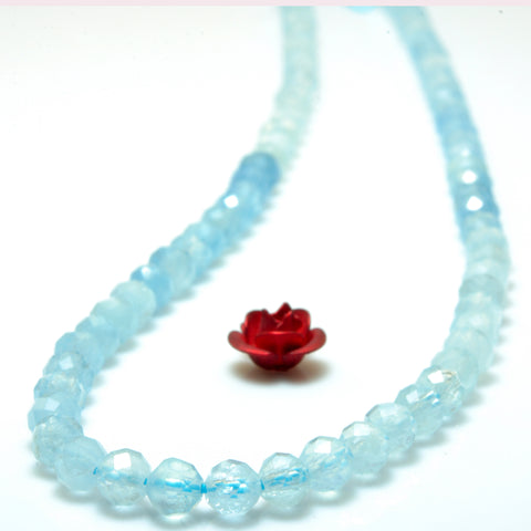YesBeads Natural Aquamarine A grade faceted round loose beads wholesale gemstone jewelry making 15"