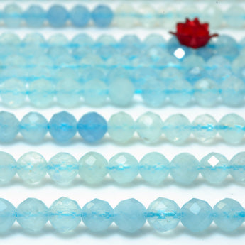 Natural Aquamarine A grade faceted round loose beads wholesale gemstone jewelry making bracelet necklace diy