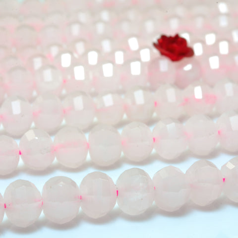 YesBeads Natural Rose Quartz faceted pumpkin rondelle beads pink gemstone wholesale jewelry 15"
