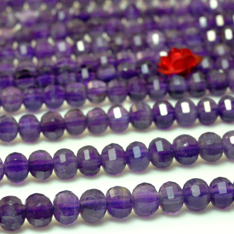 YesBeads Natural Amethyst faceted pumpkin rondelle beads purple gemstone wholesale jewelry making 15"