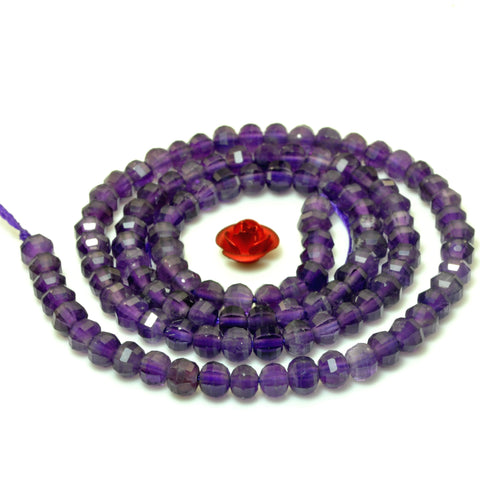 YesBeads Natural Amethyst faceted pumpkin rondelle beads purple gemstone wholesale jewelry making 15"