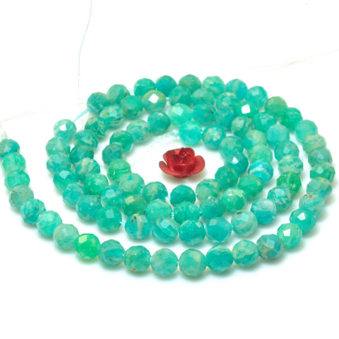 YesBeads Natural Russian Amazonite faceted round beads green gemstone wholesale jewelry making 15"