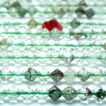 YesBeads Natural Phantom Quartz faceted disc rondelle beads green crystal gemstone wholesale jewelry 15"