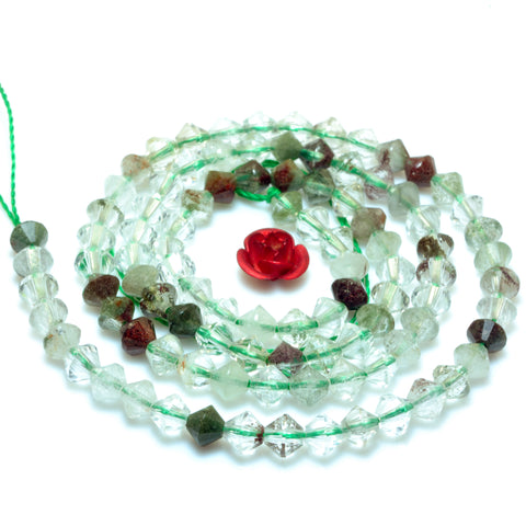 YesBeads Natural Phantom Quartz faceted disc rondelle beads green crystal gemstone wholesale jewelry 15"