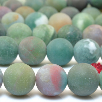 YesBeads Natural Indian Agate matte round loose beads gemstone wholesale jewelry 15"