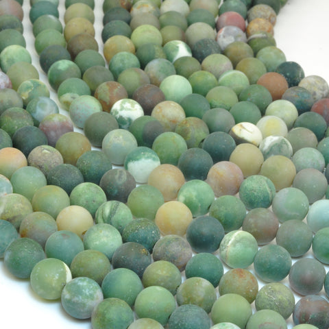 YesBeads Natural Indian Agate matte round loose beads gemstone wholesale jewelry 15"