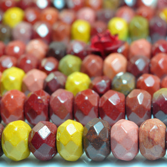 Natural Mookaite faceted rondelle beads red yellow wholesale gemstone jewelry making bracelet necklace diy