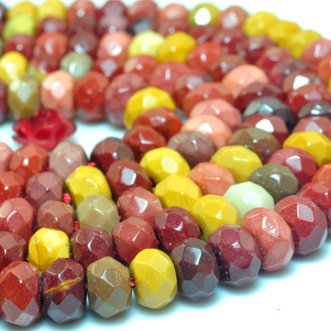 Natural Mookaite faceted rondelle beads red yellow wholesale gemstone jewelry making bracelet necklace diy