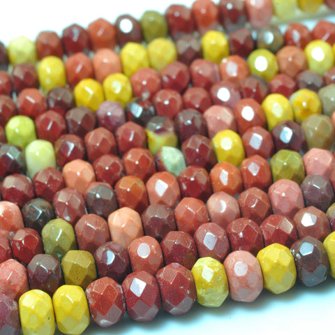 Natural Mookaite faceted rondelle beads red yellow wholesale gemstone jewelry making bracelet necklace diy