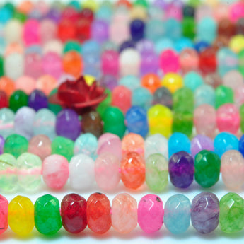YesBeads Rainbow Jade mix gemstone faceted rondelle loose beads wholesale jewelry 15"