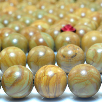 YesBeads Natural Wood Jasper stone smooht round beads gemstone wholesale jewelry 15"