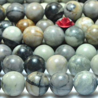 YesBeads Natural Picasso Jasper smooth round loose beads wholesale gemstone jewelry 15"