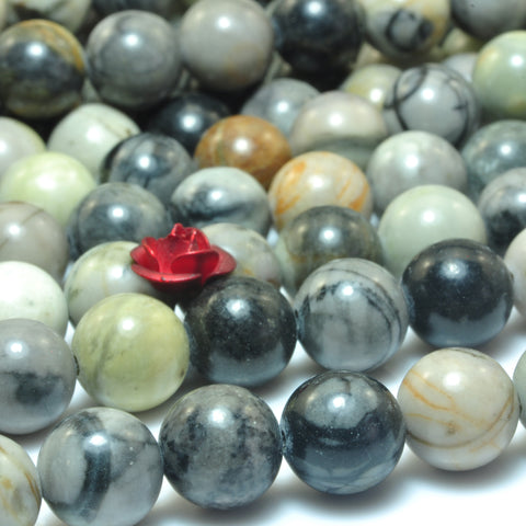 YesBeads Natural Picasso Jasper smooth round loose beads wholesale gemstone jewelry 15"