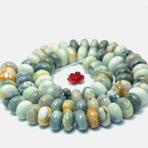 YesBeads Natural Picasso Jasper smooth rondelle beads wholesale gemstone jewelry 15"