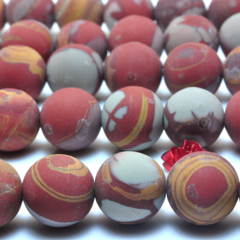 YesBeads Natural Noreena Jasper matte round beads Australian red picture jasper  wholesale gemstone 15"