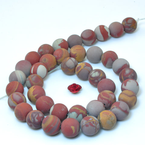 YesBeads Natural Noreena Jasper matte round beads Australian red picture jasper  wholesale gemstone 15"