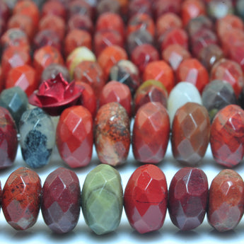 YesBeads Natural Red Jasper faceted rondelle beads gemstone wholesale jewelry 15"