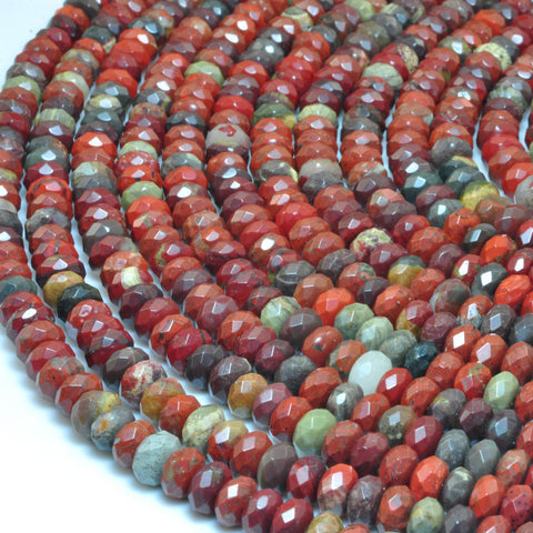 YesBeads Natural Red Jasper faceted rondelle beads gemstone wholesale jewelry 15"