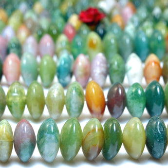 YesBeads Natural Indian agate green red smooth disc rondelle beads wholesale gemstone 4x8mm