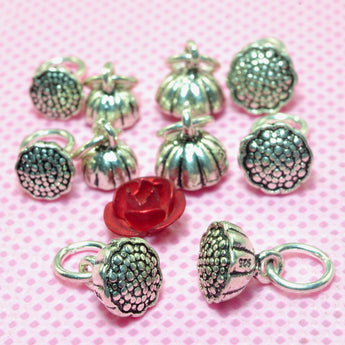 YesBeads 925 Sterling silver lotus seed charms vintage silver pendant charm beads wholesale jewelry findings