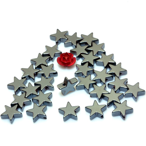 YesBeads Gun black plated hematite smooth star spacers connector beads findings wholesale jewelry