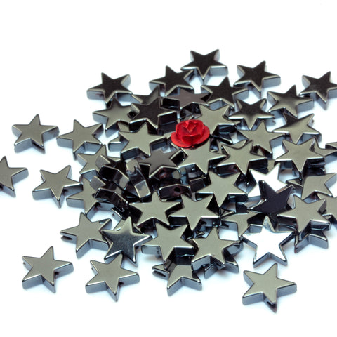 YesBeads Gun black plated hematite smooth star spacers connector beads findings wholesale jewelry