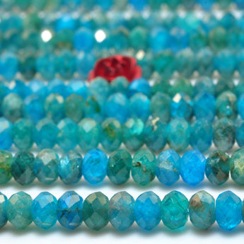 YesBeads Natural Blue Apatite faceted rondelle beads wholesale gemstone jewelry 15"