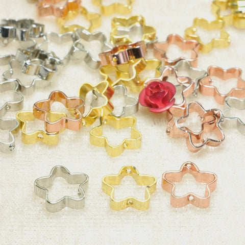 YesBeads Star bead frame electroplated two holes copper spacer connector beads wholesale findings supplies