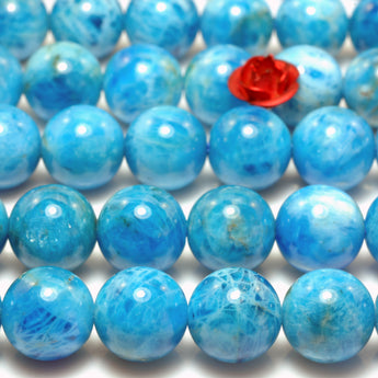 Natural Blue Apatite smooth round loose beads gemstone wholesale jewelry making bracelet necklace diy