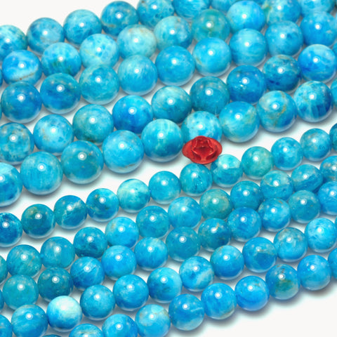 Natural Blue Apatite smooth round loose beads gemstone wholesale jewelry making bracelet necklace diy