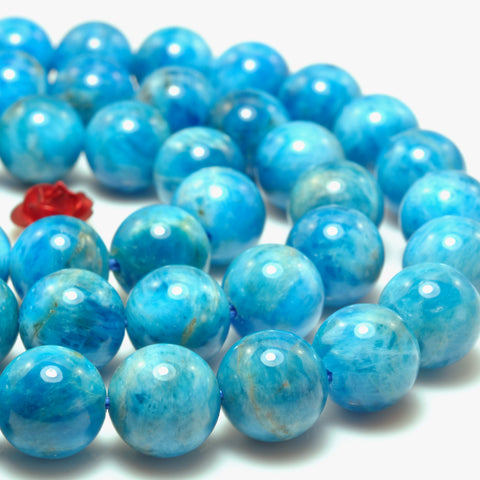 Natural Blue Apatite smooth round loose beads gemstone wholesale jewelry making bracelet necklace diy