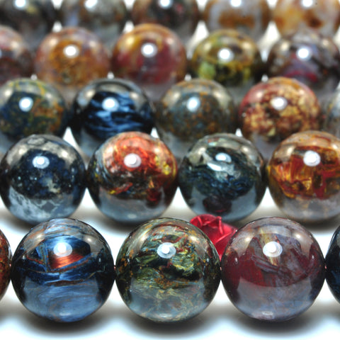 YesBeads Natural Pietersite stone smooth round loose beads wholesale gemstone jewelry 15"