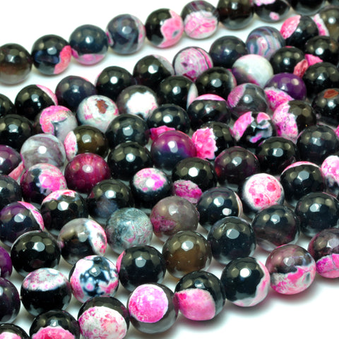 YesBeads Rainbow Agate faceted round loose beads red black wholesale gemstone jewelry 15"