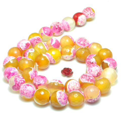 YesBeads Rainbow Agate faceted round loose beads red yellow wholesale gemstone jewelry 15"