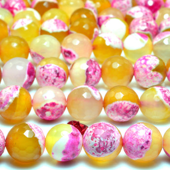 YesBeads Rainbow Agate faceted round loose beads red yellow wholesale gemstone jewelry 15"