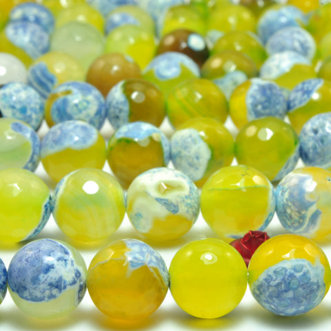 YesBeads Rainbow Agate faceted round loose beads blue yellow wholesale gemstone jewelry 15"