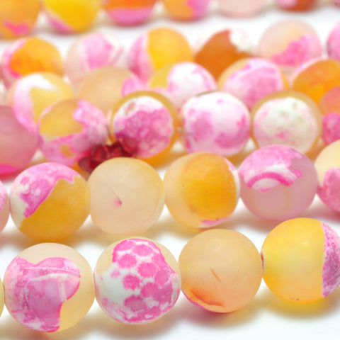 Rainbow Agate matte faceted round loose beads red yellow wholesale gemstone jewelry 15"