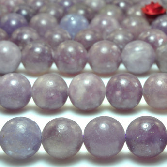 YesBeads Natural Purple Lepidolite smooth round beads gemstone wholesale jewelry 15"