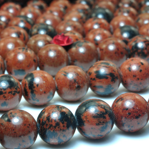 Natural Mahogany Obsidian smooth round beads loose stone wholesale gemstone for jewelry making bracelet necklace diy