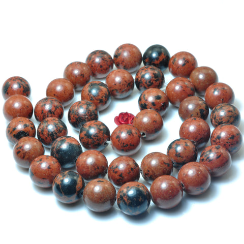Natural Mahogany Obsidian smooth round beads loose stone wholesale gemstone for jewelry making bracelet necklace diy