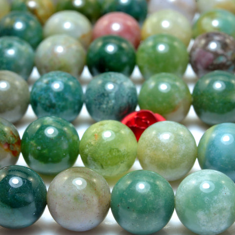 YesBeads Natural Indian Agate smooth round beads wholesale gemstone jewelry 8mm
