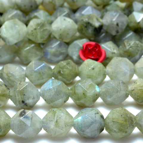 Natural Labradorite star cut faceted nugget beads wholesale gemstone jewelry 15"