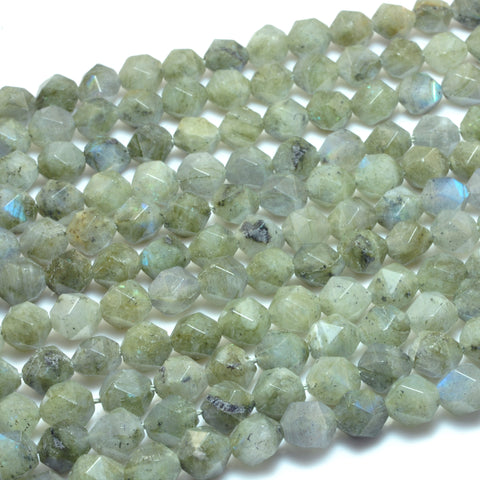 Natural Labradorite star cut faceted nugget beads wholesale gemstone jewelry 15"