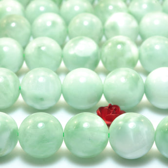 Natural Green Angelite smooth round loose beads wholesale gemstone for jewelry making bracelets necklace DIY